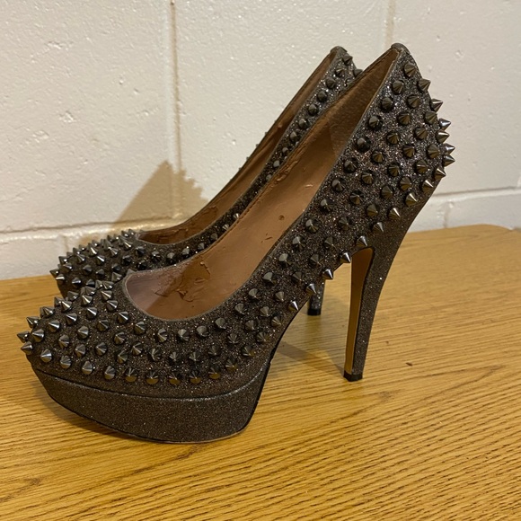 Vince Camuto goth punk rockstar studded spiky glitter stiletto heels - Picture 5 of 7